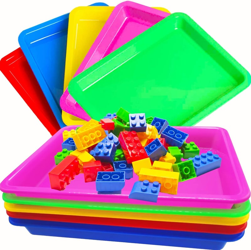 Eerrhhaq 10 Pack Activity Plastic Art Tray,Colorful Arts and Crafts Organizer Tray,Multicolor Serving Organizer Tray for DIY Projects,Painting,Beads,Home,School - Image 1